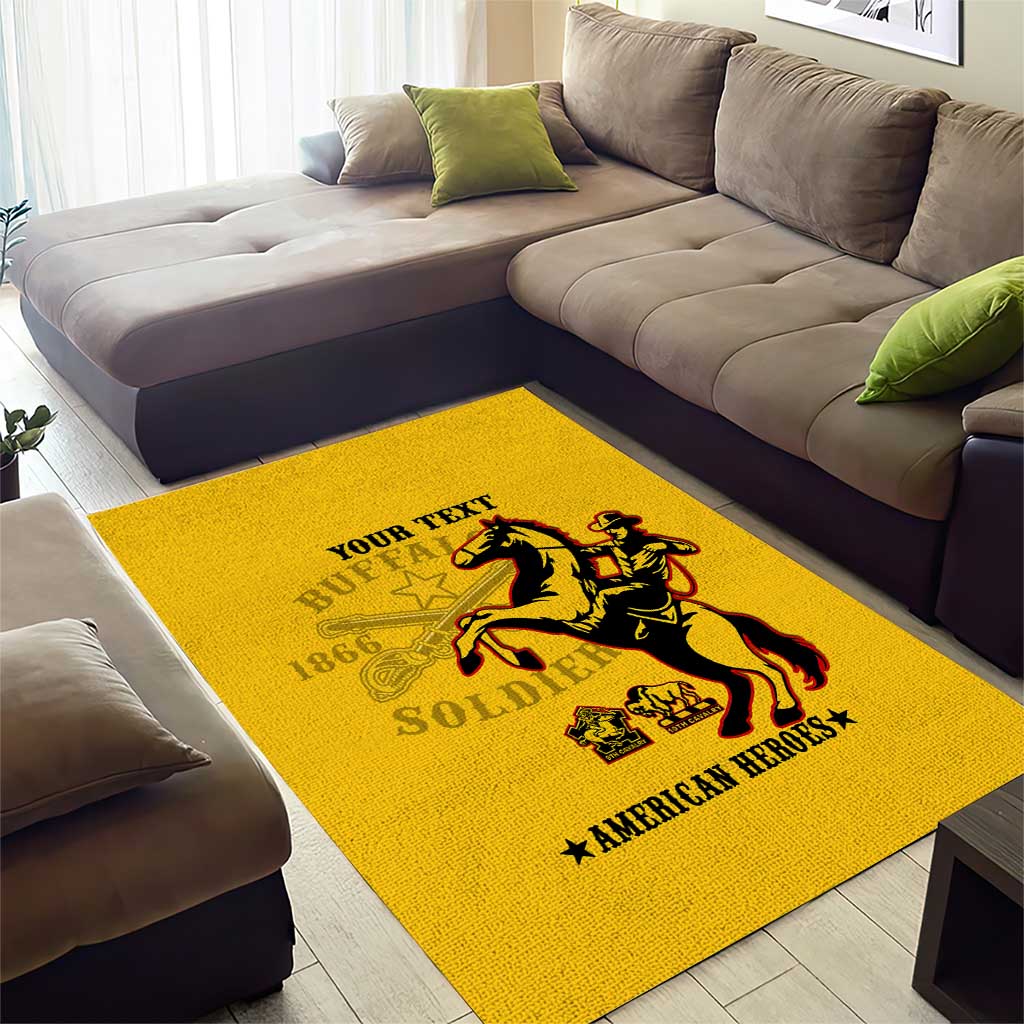 Personalized Afro Buffalo Soldiers Area Rug BSMC United States Army Yellow LT14