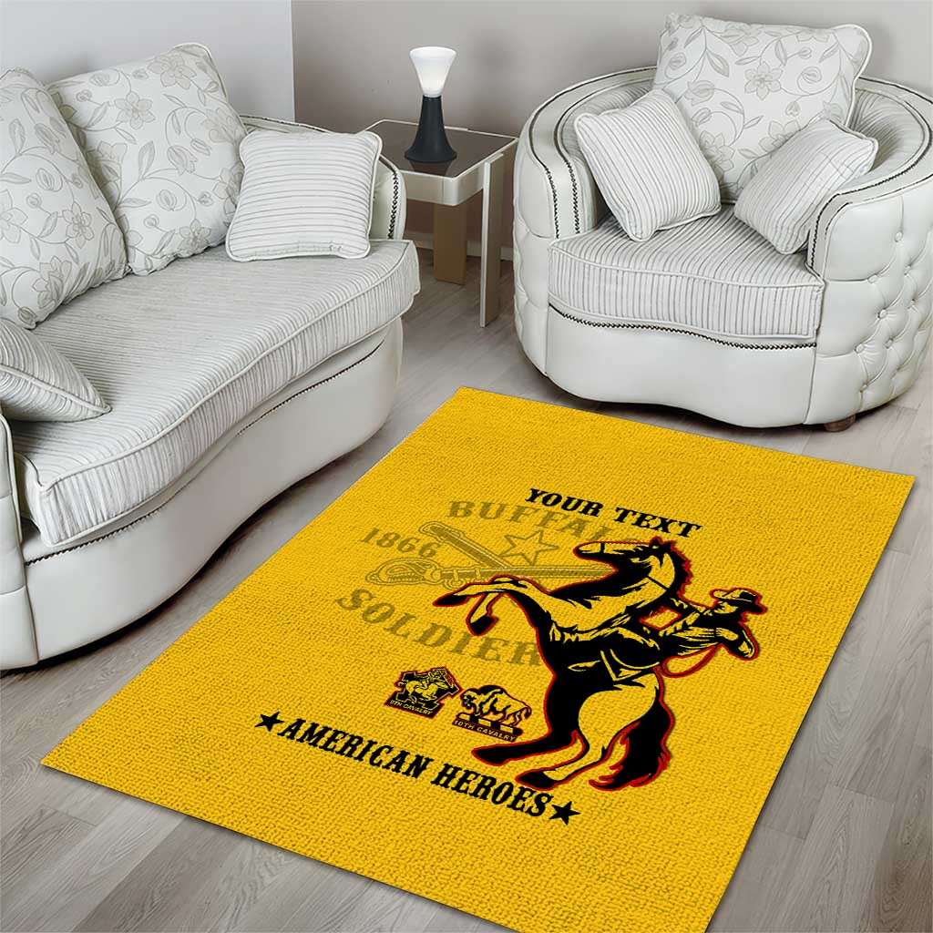 Personalized Afro Buffalo Soldiers Area Rug BSMC United States Army Yellow LT14