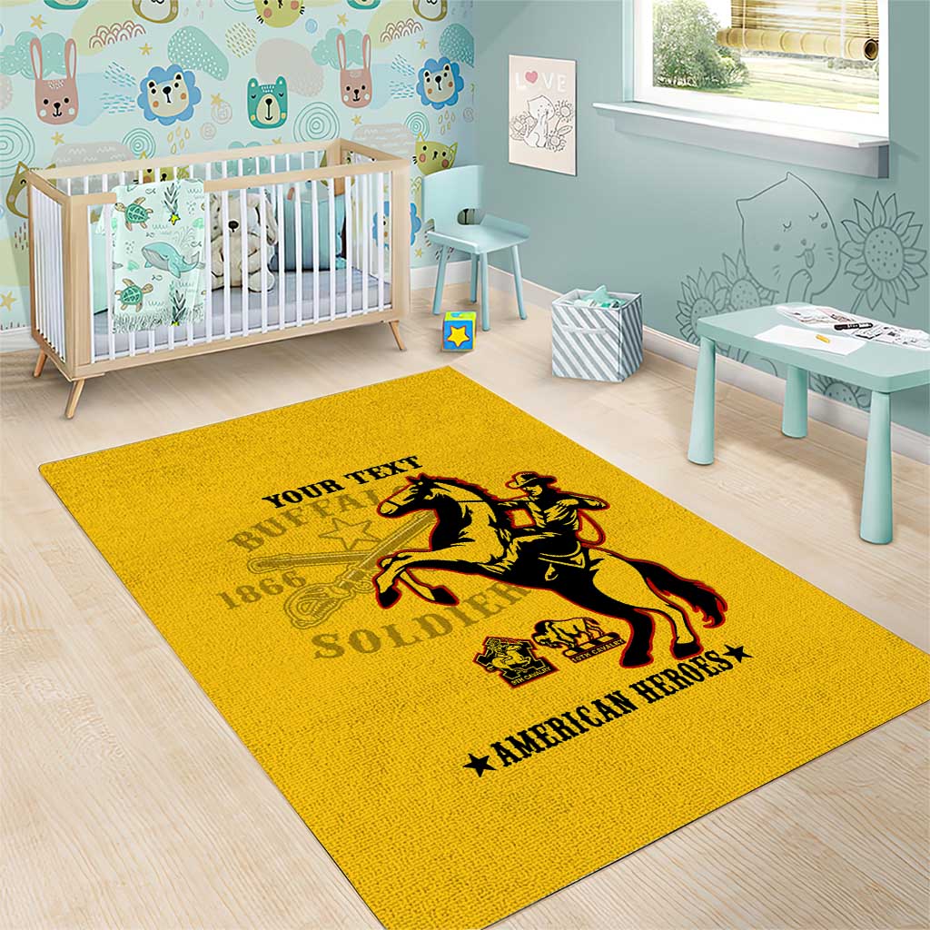 Personalized Afro Buffalo Soldiers Area Rug BSMC United States Army Yellow LT14