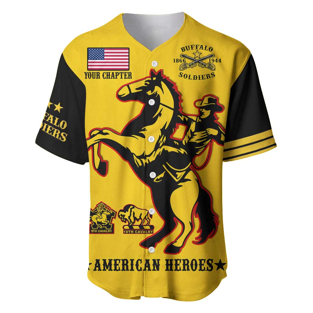 Personalized Afro Buffalo Soldiers Baseball Jersey BSMC United States Army Yellow LT14