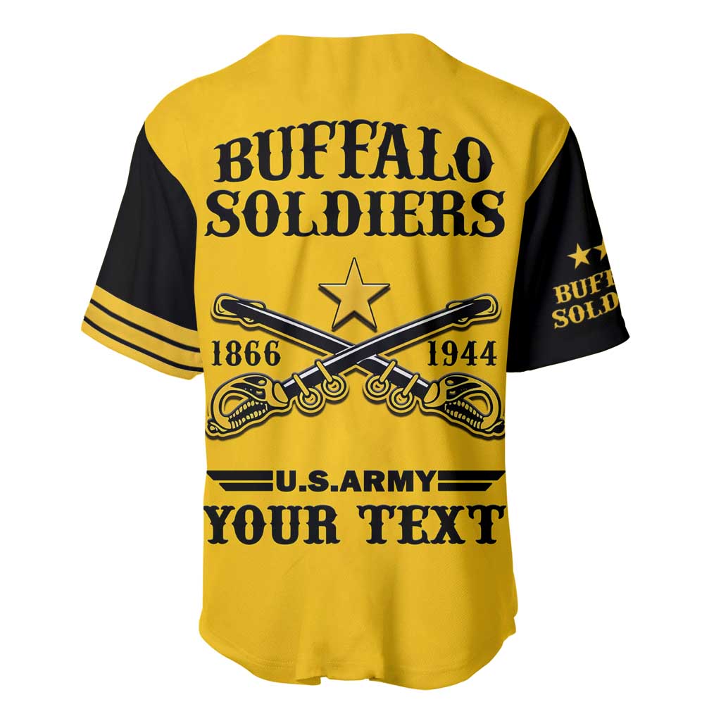 Personalized Afro Buffalo Soldiers Baseball Jersey BSMC United States Army Yellow LT14