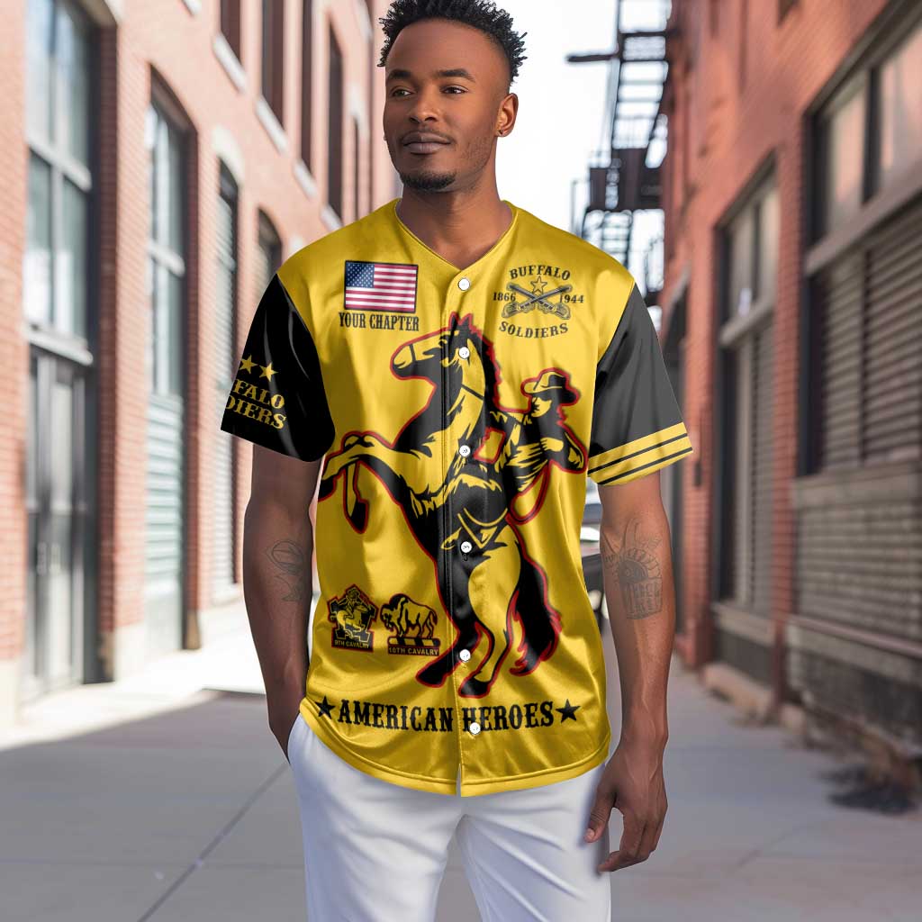Personalized Afro Buffalo Soldiers Baseball Jersey BSMC United States Army Yellow LT14