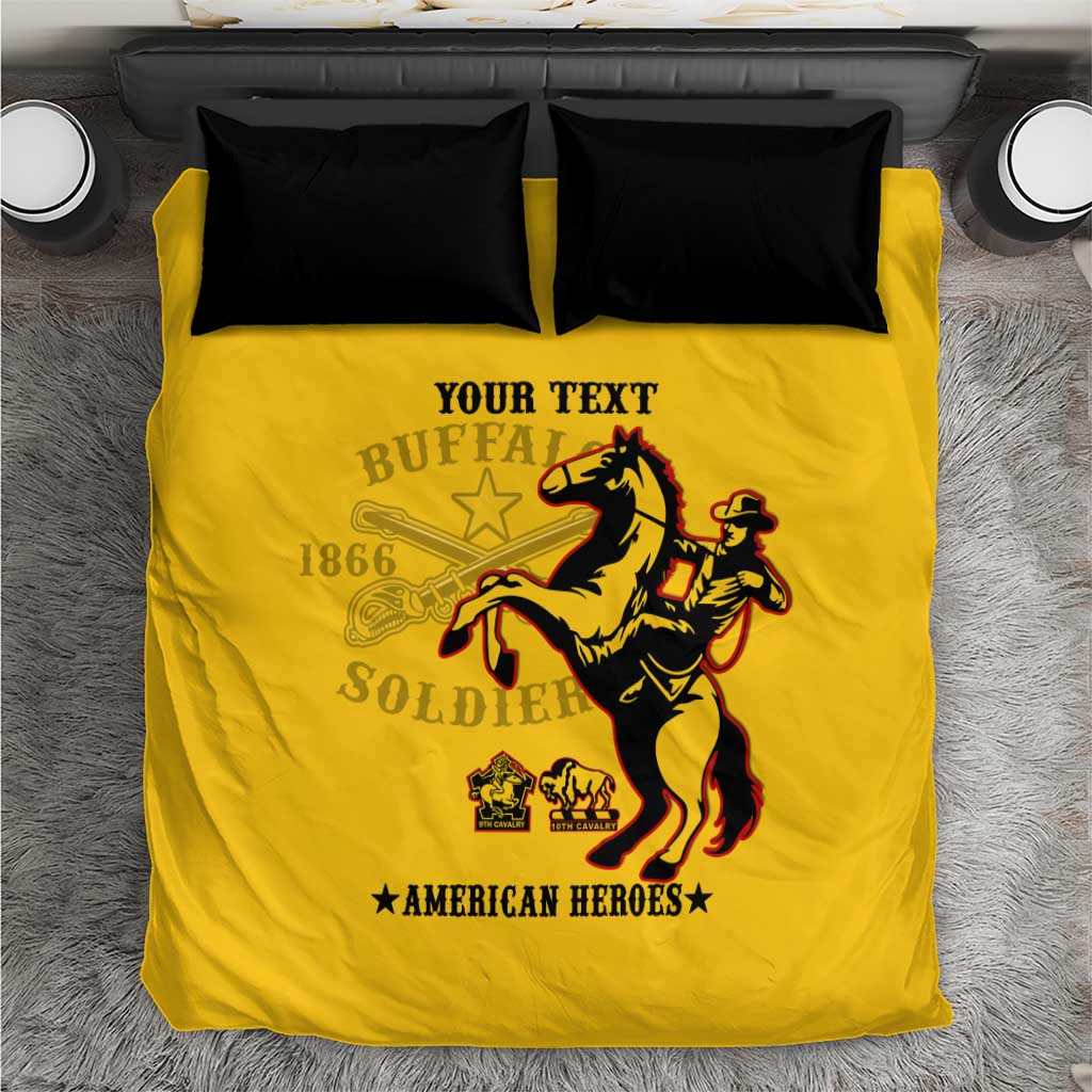 Personalized Afro Buffalo Soldiers Bedding Set BSMC United States Army Yellow LT14