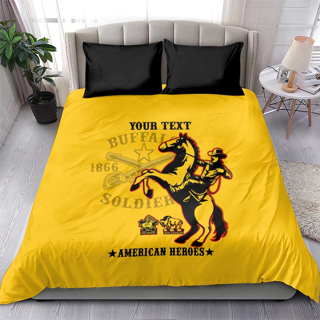 Personalized Afro Buffalo Soldiers Bedding Set BSMC United States Army Yellow LT14