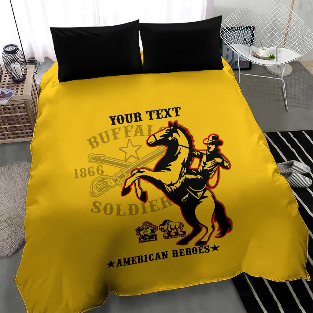 Personalized Afro Buffalo Soldiers Bedding Set BSMC United States Army Yellow LT14