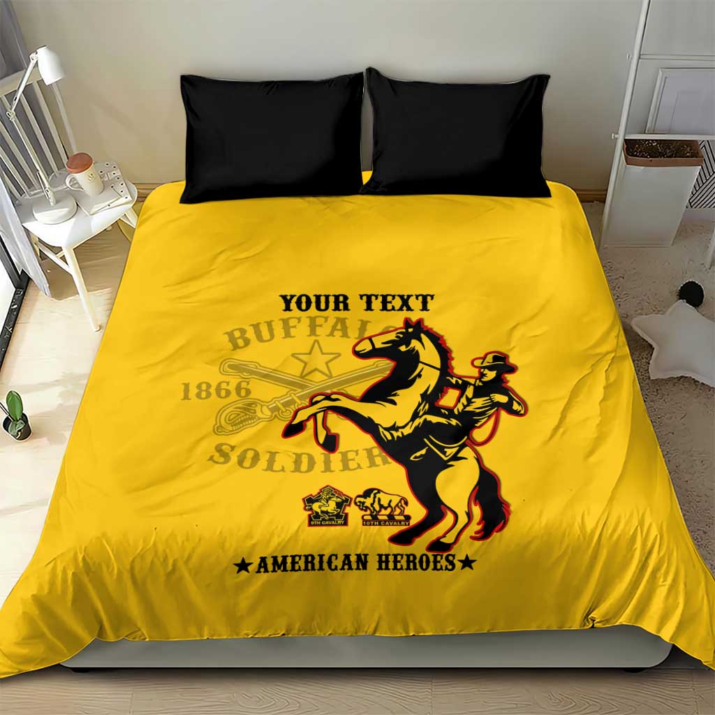 Personalized Afro Buffalo Soldiers Bedding Set BSMC United States Army Yellow LT14