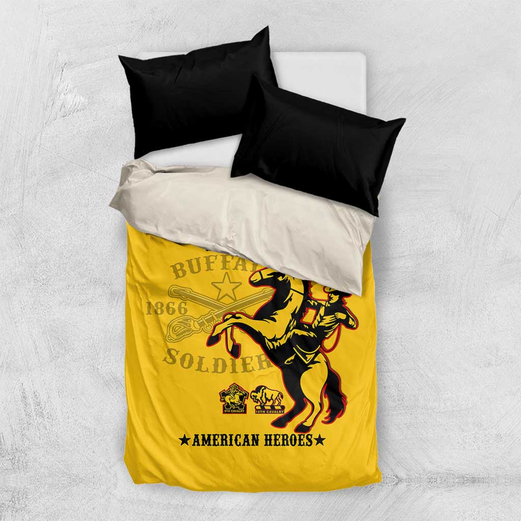 Personalized Afro Buffalo Soldiers Bedding Set BSMC United States Army Yellow LT14