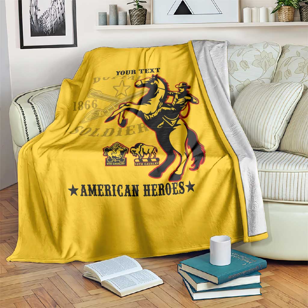 Personalized Afro Buffalo Soldiers Blanket BSMC United States Army Yellow LT14