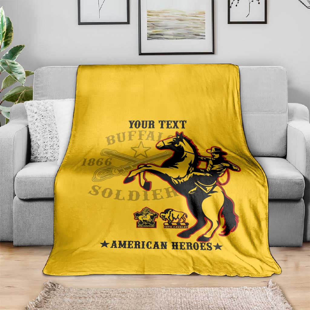 Personalized Afro Buffalo Soldiers Blanket BSMC United States Army Yellow LT14