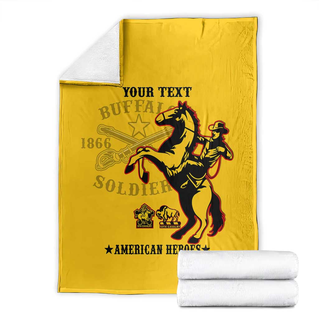 Personalized Afro Buffalo Soldiers Blanket BSMC United States Army Yellow LT14