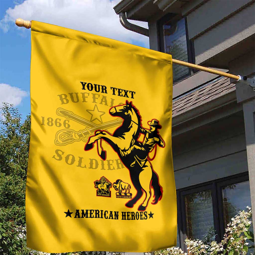 Personalized Afro Buffalo Soldiers Garden Flag BSMC United States Army Yellow LT14