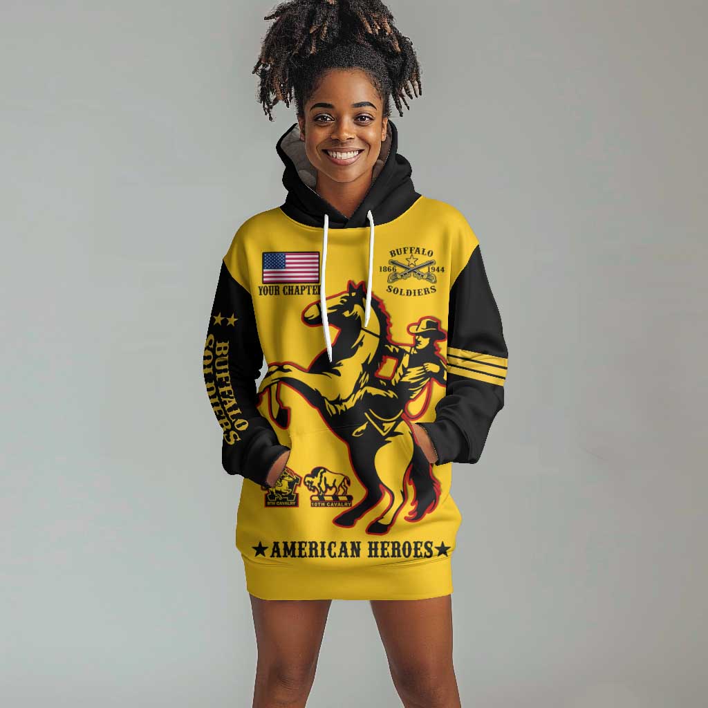 Personalized Afro Buffalo Soldiers Hoodie Dress BSMC United States Army Yellow LT14