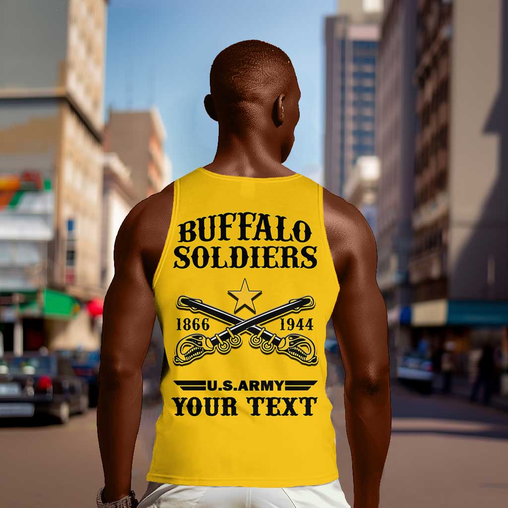 Personalized Afro Buffalo Soldiers Men Tank Top BSMC United States Army Yellow LT14