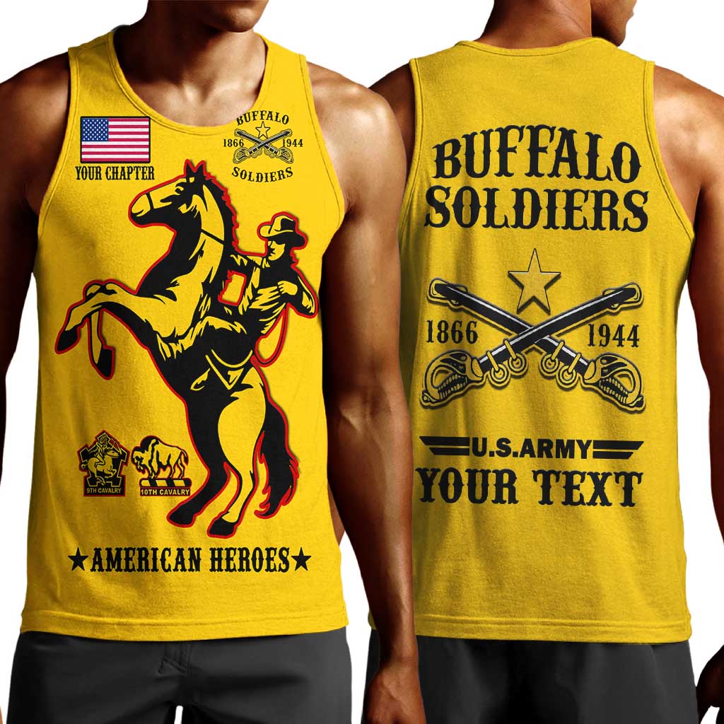 Personalized Afro Buffalo Soldiers Men Tank Top BSMC United States Army Yellow LT14
