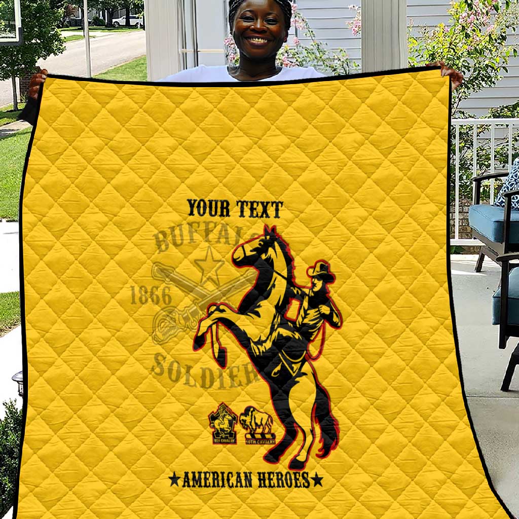 Personalized Afro Buffalo Soldiers Quilt BSMC United States Army Yellow LT14