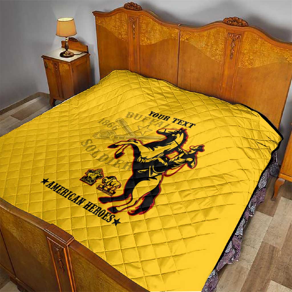 Personalized Afro Buffalo Soldiers Quilt BSMC United States Army Yellow LT14