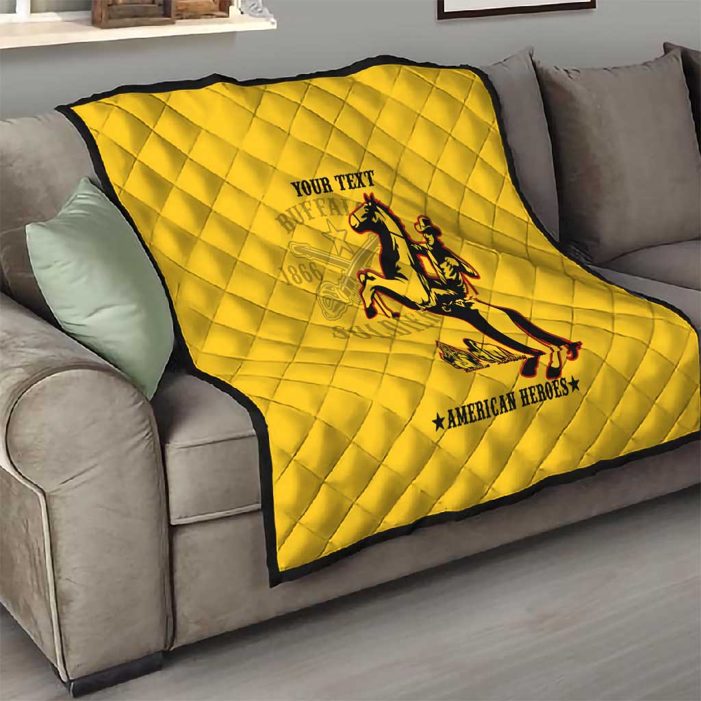 Personalized Afro Buffalo Soldiers Quilt BSMC United States Army Yellow LT14