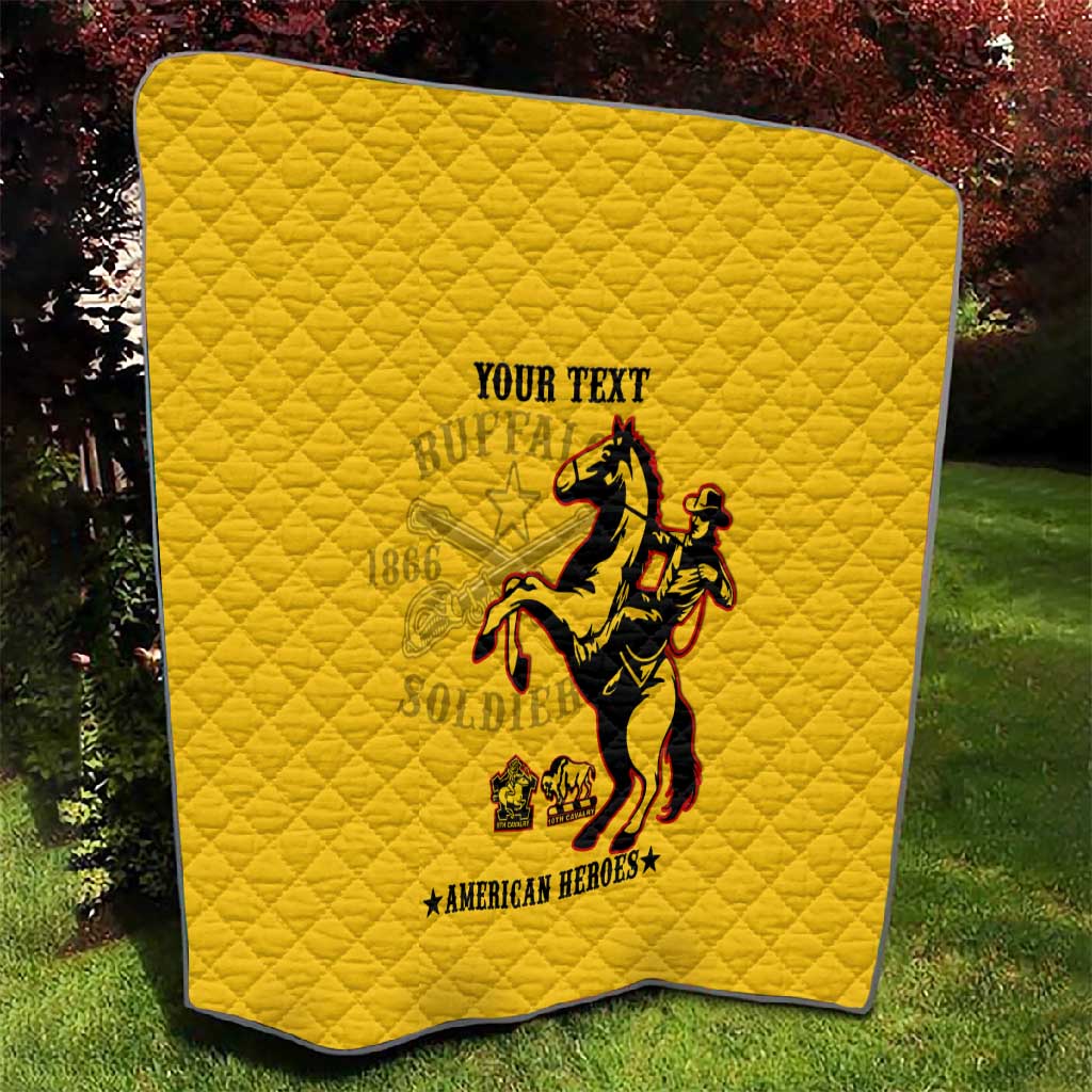 Personalized Afro Buffalo Soldiers Quilt BSMC United States Army Yellow LT14