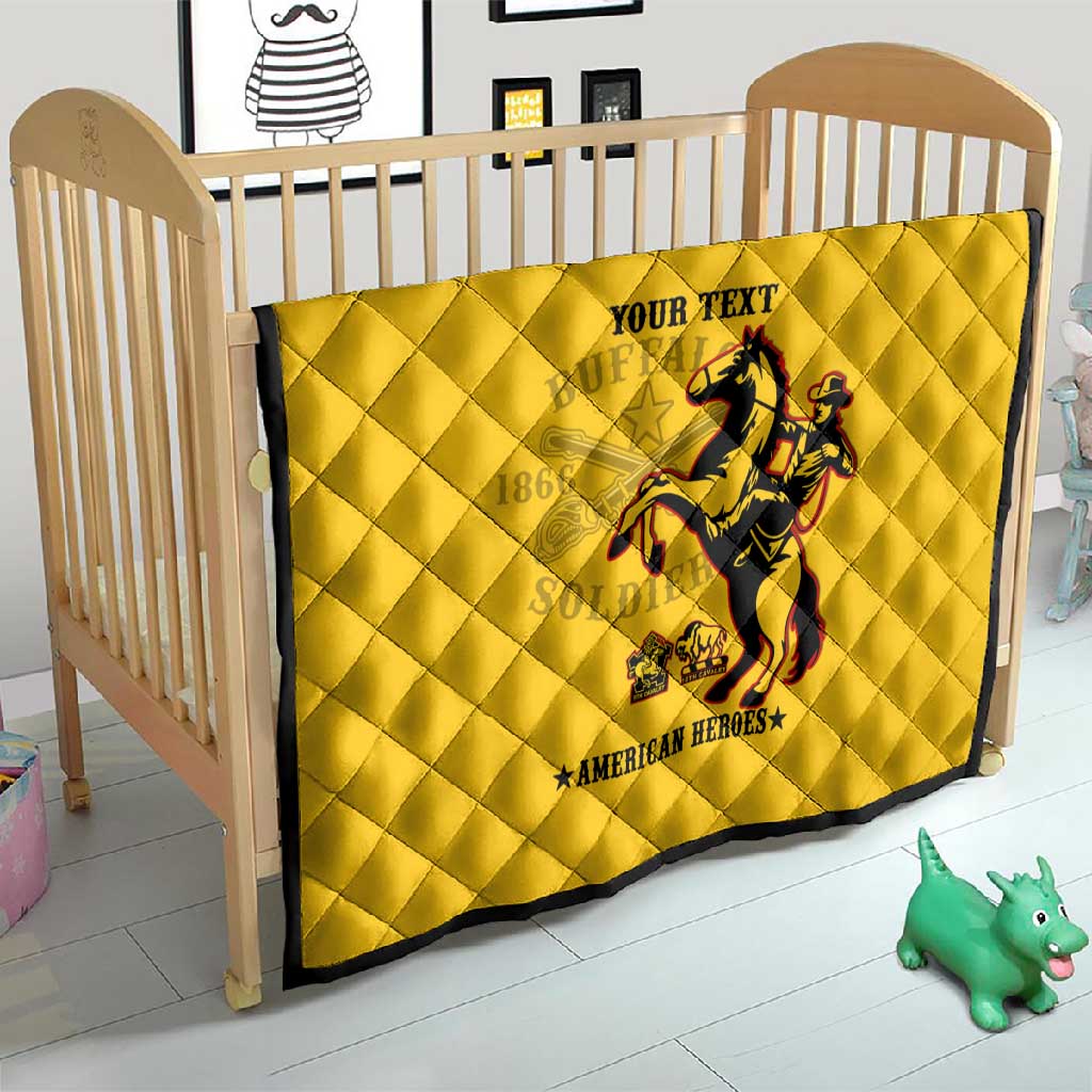 Personalized Afro Buffalo Soldiers Quilt BSMC United States Army Yellow LT14
