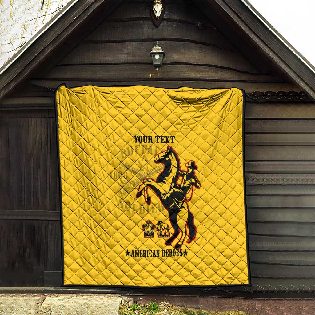 Personalized Afro Buffalo Soldiers Quilt BSMC United States Army Yellow LT14