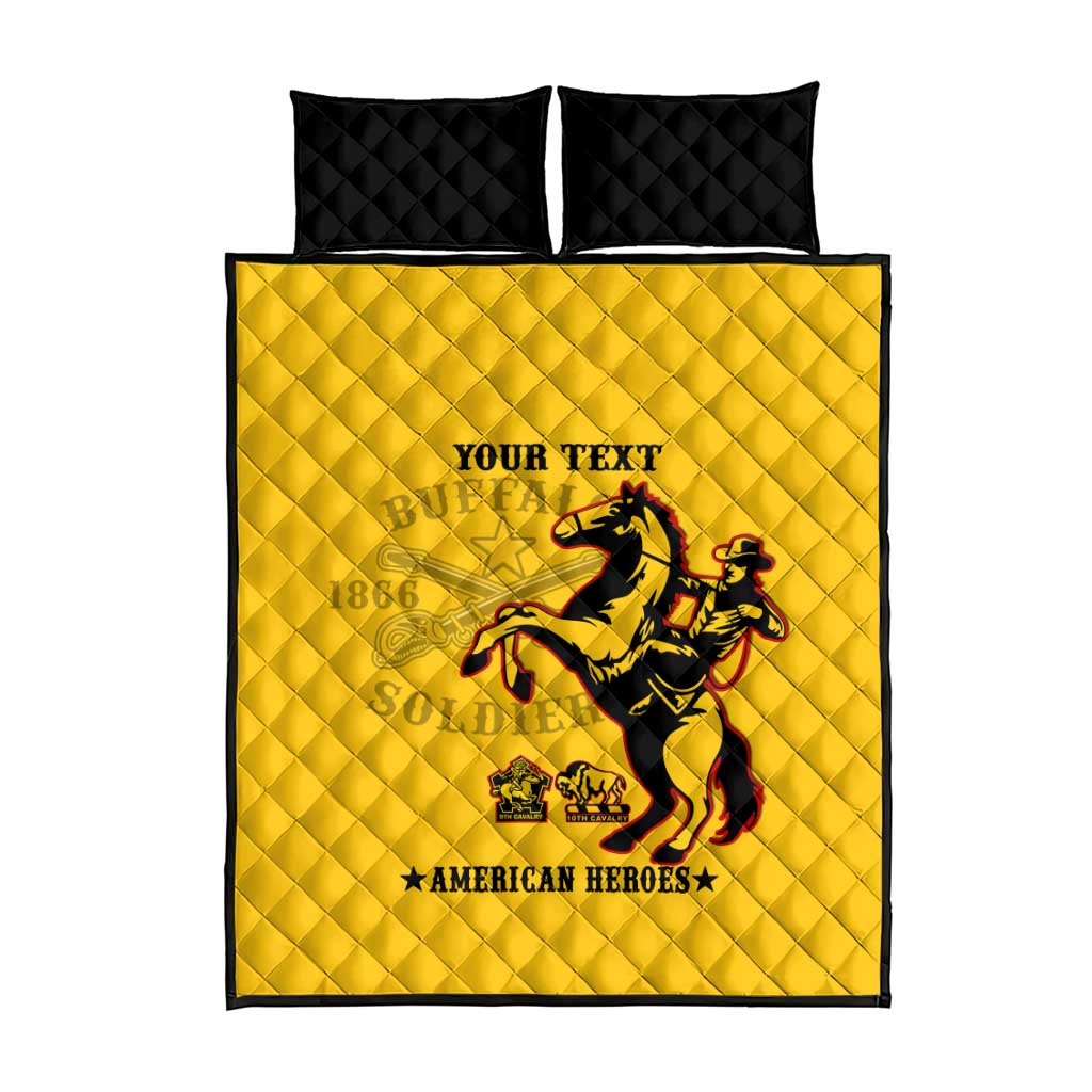Personalized Afro Buffalo Soldiers Quilt Bed Set BSMC United States Army Yellow LT14