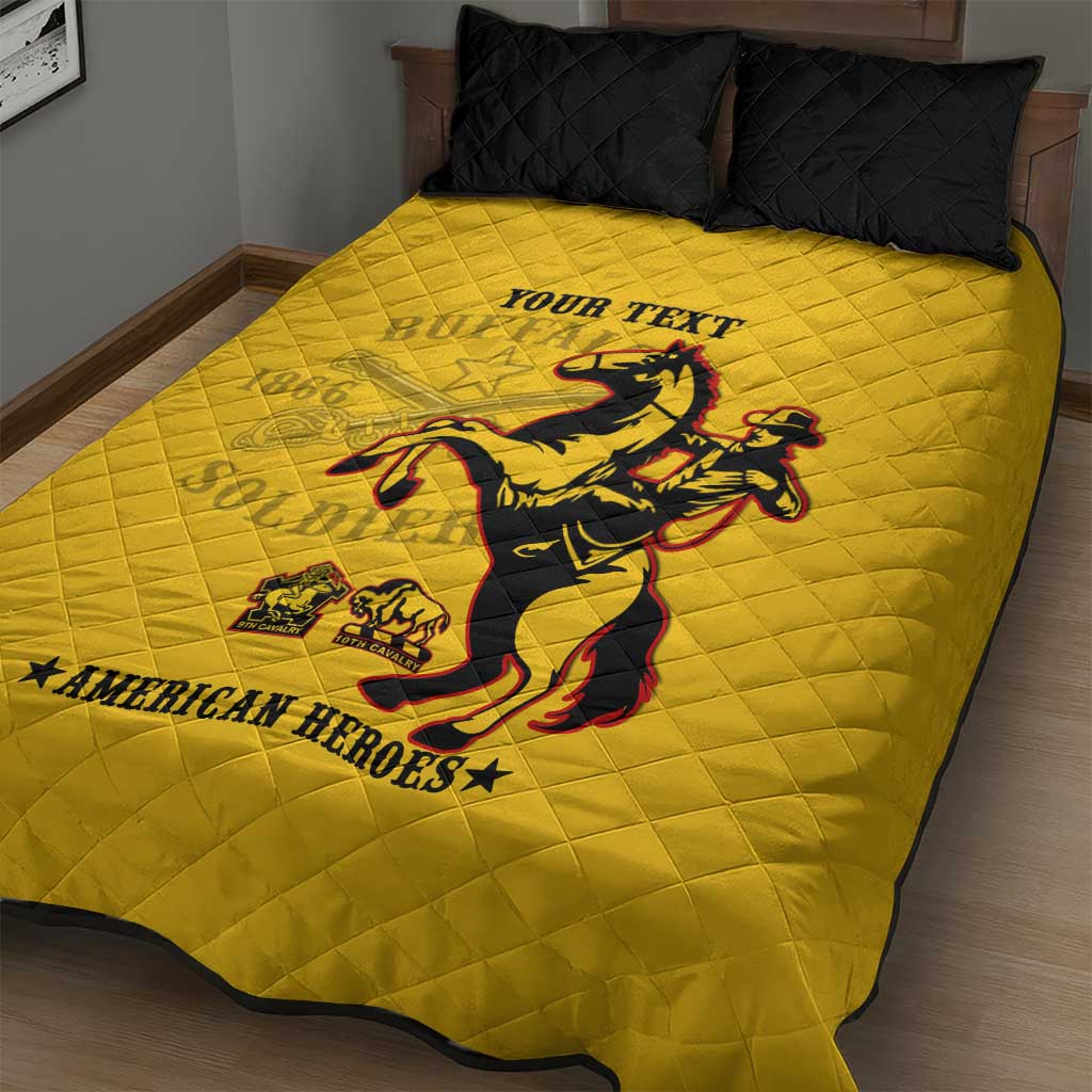 Personalized Afro Buffalo Soldiers Quilt Bed Set BSMC United States Army Yellow LT14