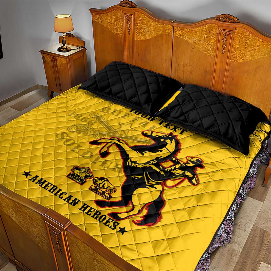 Personalized Afro Buffalo Soldiers Quilt Bed Set BSMC United States Army Yellow LT14