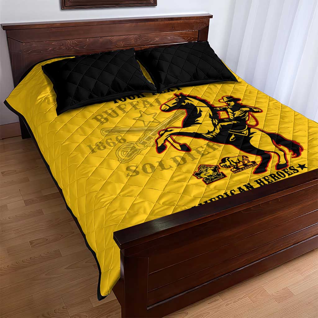 Personalized Afro Buffalo Soldiers Quilt Bed Set BSMC United States Army Yellow LT14