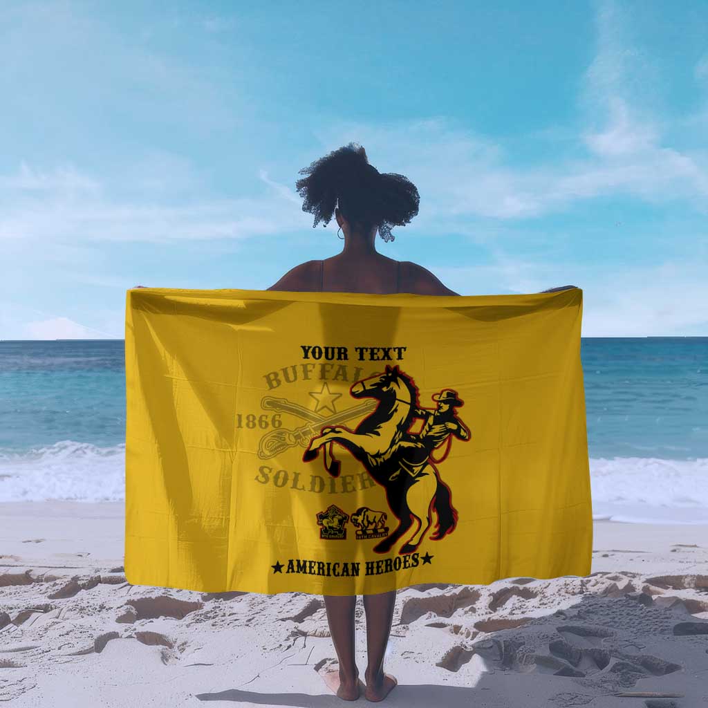 Personalized Afro Buffalo Soldiers Sarong BSMC United States Army Yellow LT14