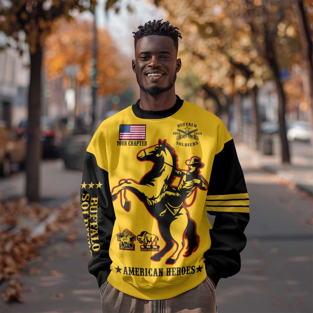 Personalized Afro Buffalo Soldiers Sweatshirt BSMC United States Army Yellow LT14