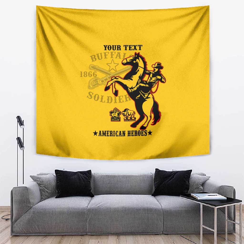 Personalized Afro Buffalo Soldiers Tapestry BSMC United States Army Yellow LT14