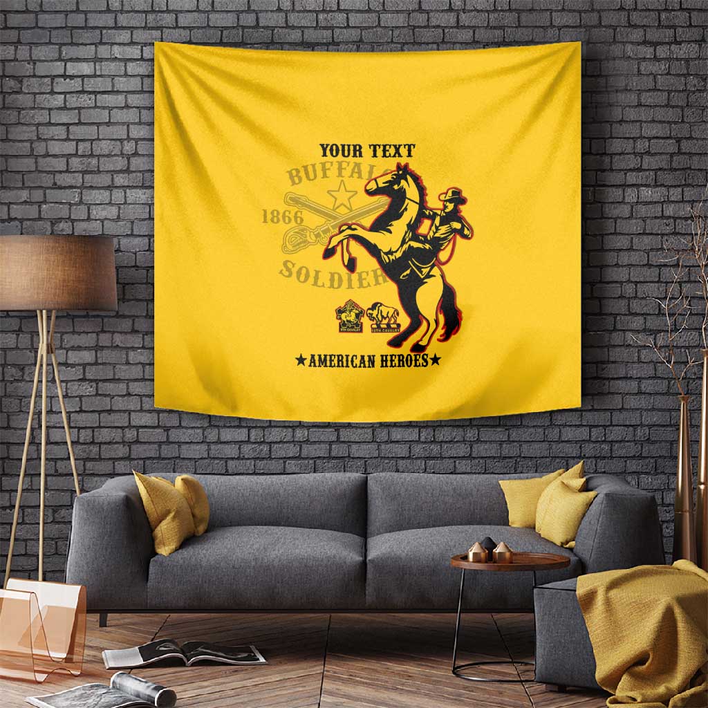 Personalized Afro Buffalo Soldiers Tapestry BSMC United States Army Yellow LT14