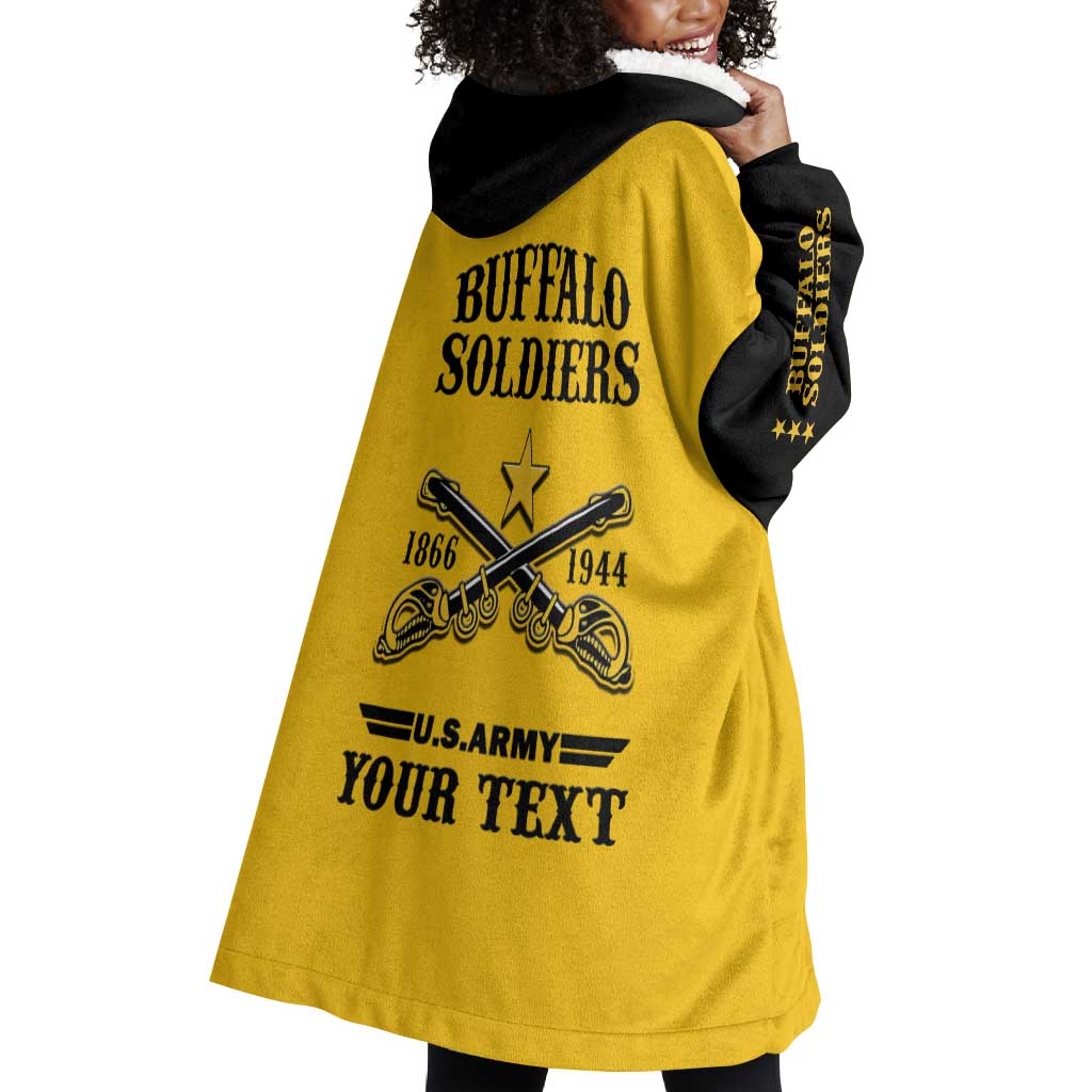 Personalized Afro Buffalo Soldiers Wearable Blanket Hoodie BSMC United States Army Yellow LT14