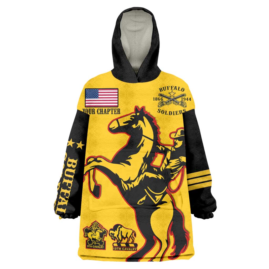 Personalized Afro Buffalo Soldiers Wearable Blanket Hoodie BSMC United States Army Yellow LT14
