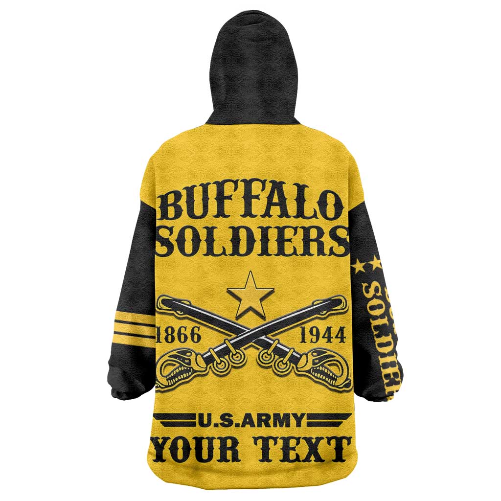 Personalized Afro Buffalo Soldiers Wearable Blanket Hoodie BSMC United States Army Yellow LT14