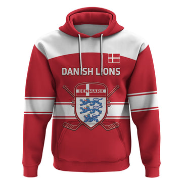 Custom Denmark Hockey Hoodie Go Danish Lions LT14