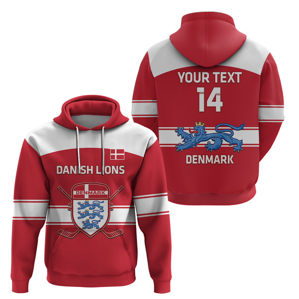 Custom Denmark Hockey Hoodie Go Danish Lions LT14