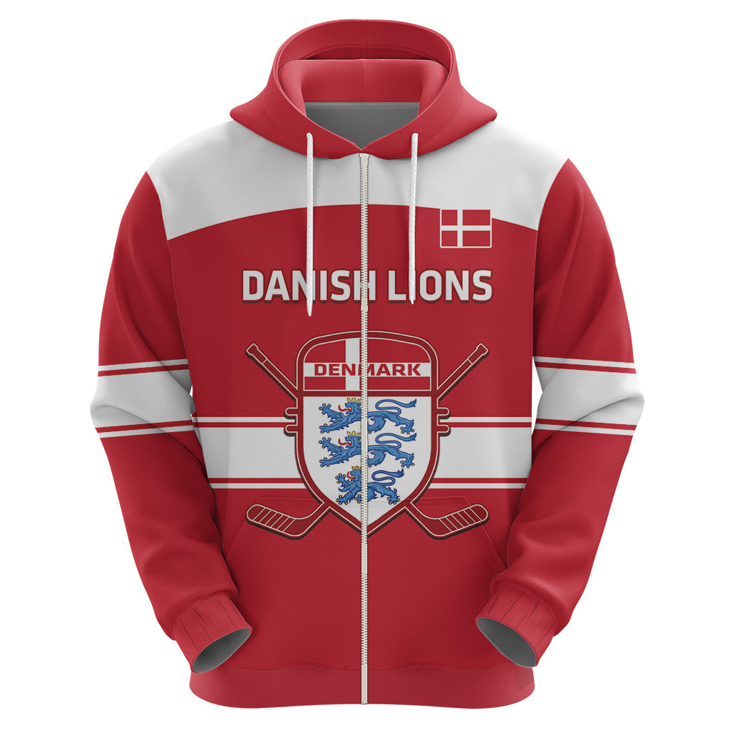 Custom Denmark Hockey Hoodie Go Danish Lions LT14