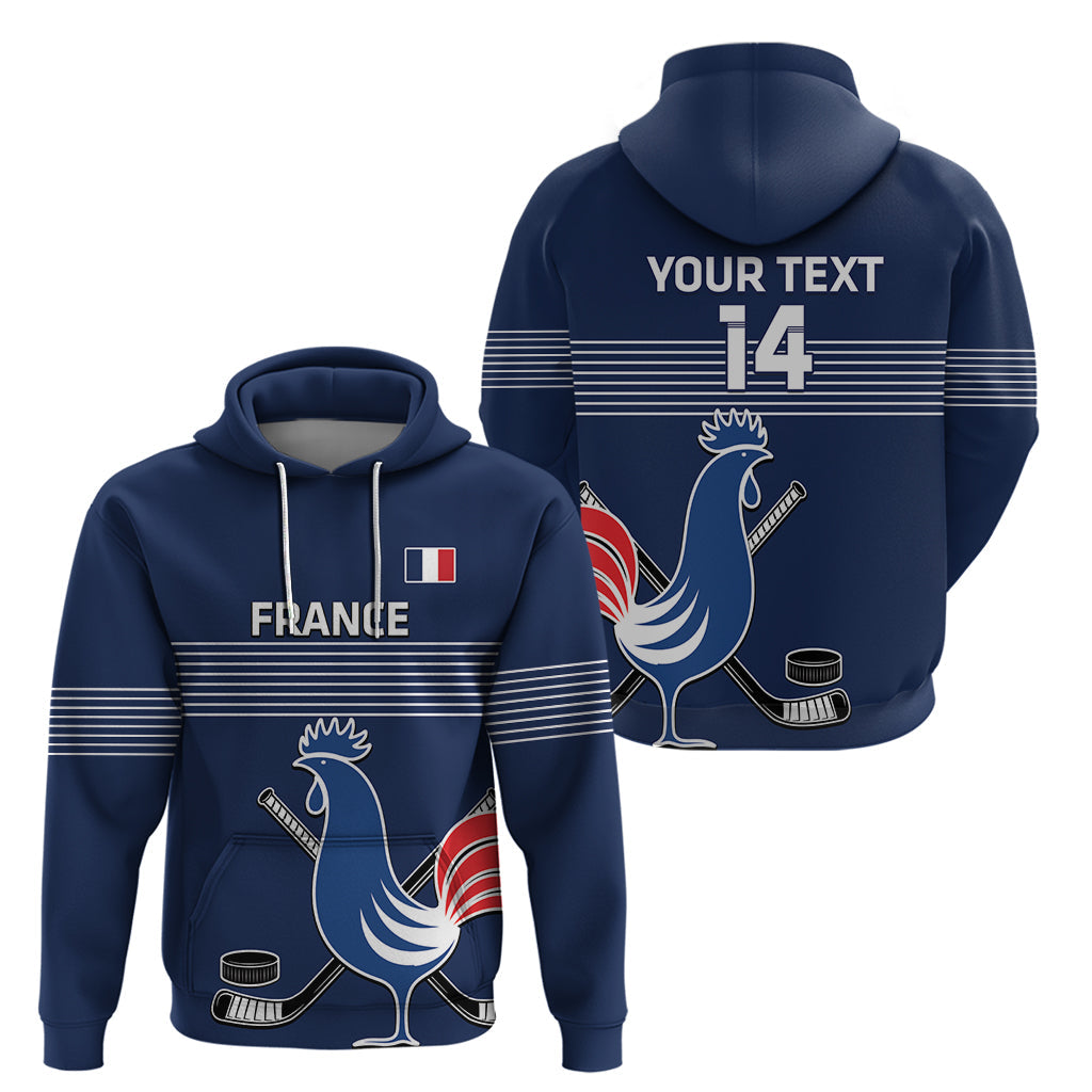 Custom France Hockey Hoodie Francaise Gallic Rooster LT14