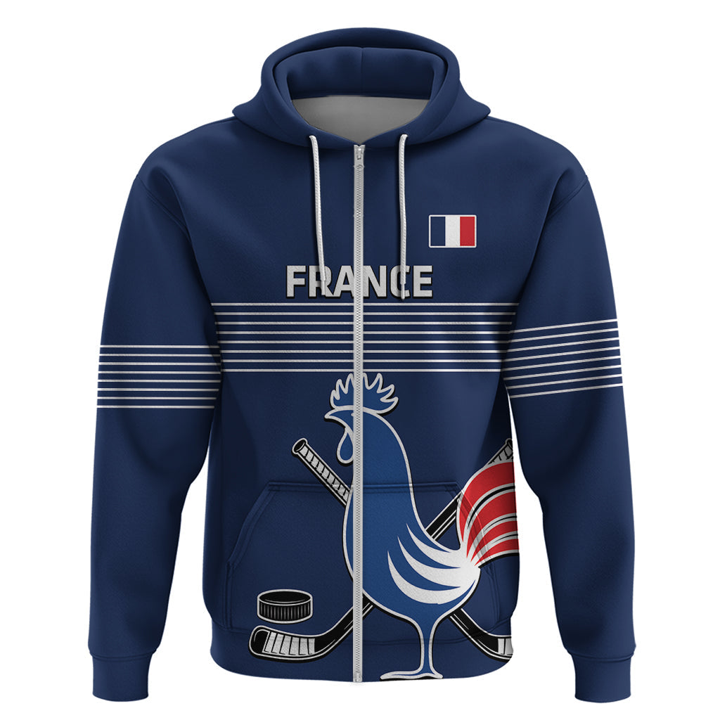 Custom France Hockey Hoodie Francaise Gallic Rooster LT14