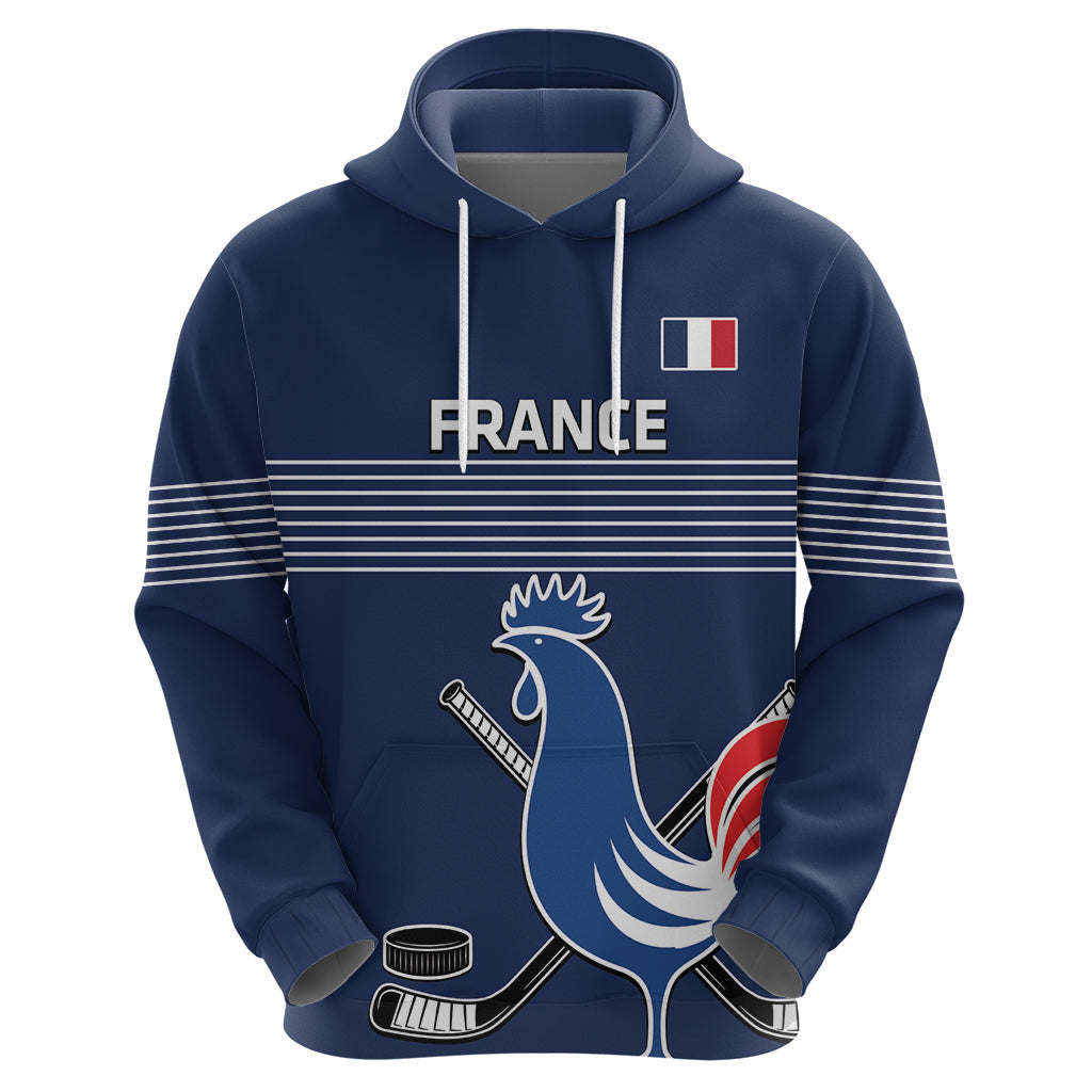 Custom France Hockey Hoodie Francaise Gallic Rooster LT14