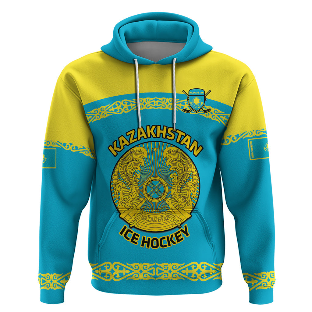 Custom Kazakhstan Hockey Hoodie 2024 Go Kazakh LT14