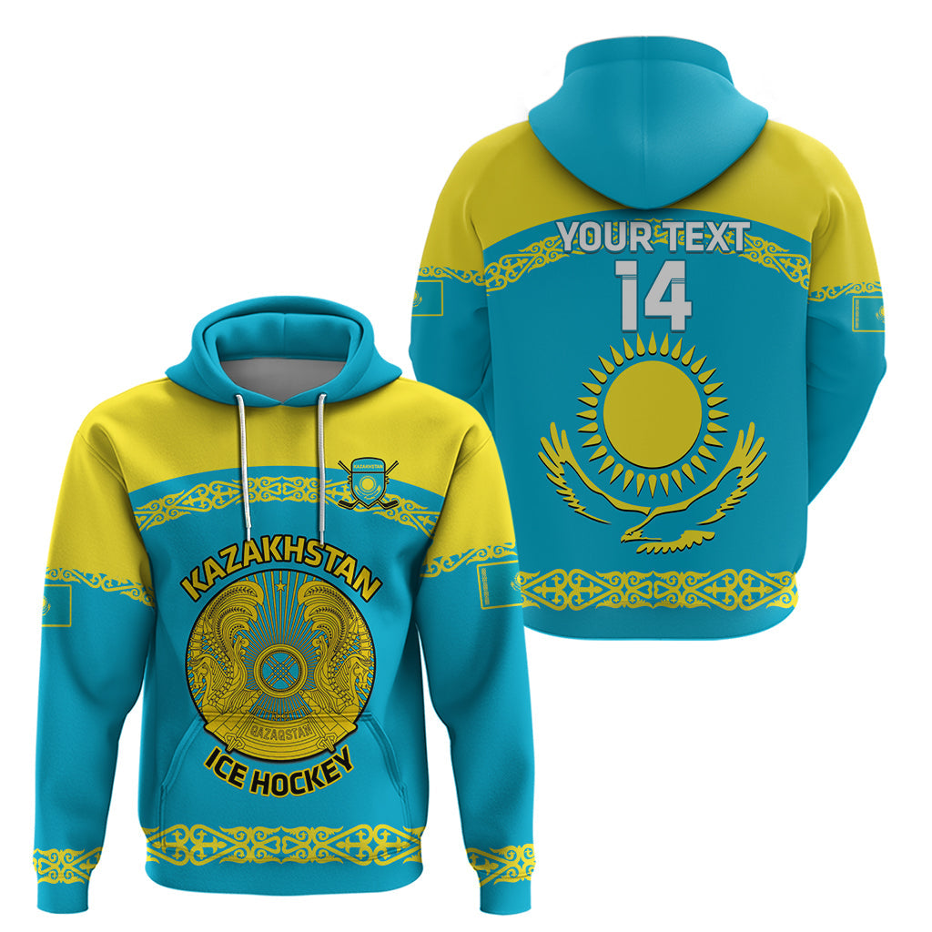 Custom Kazakhstan Hockey Hoodie 2024 Go Kazakh LT14