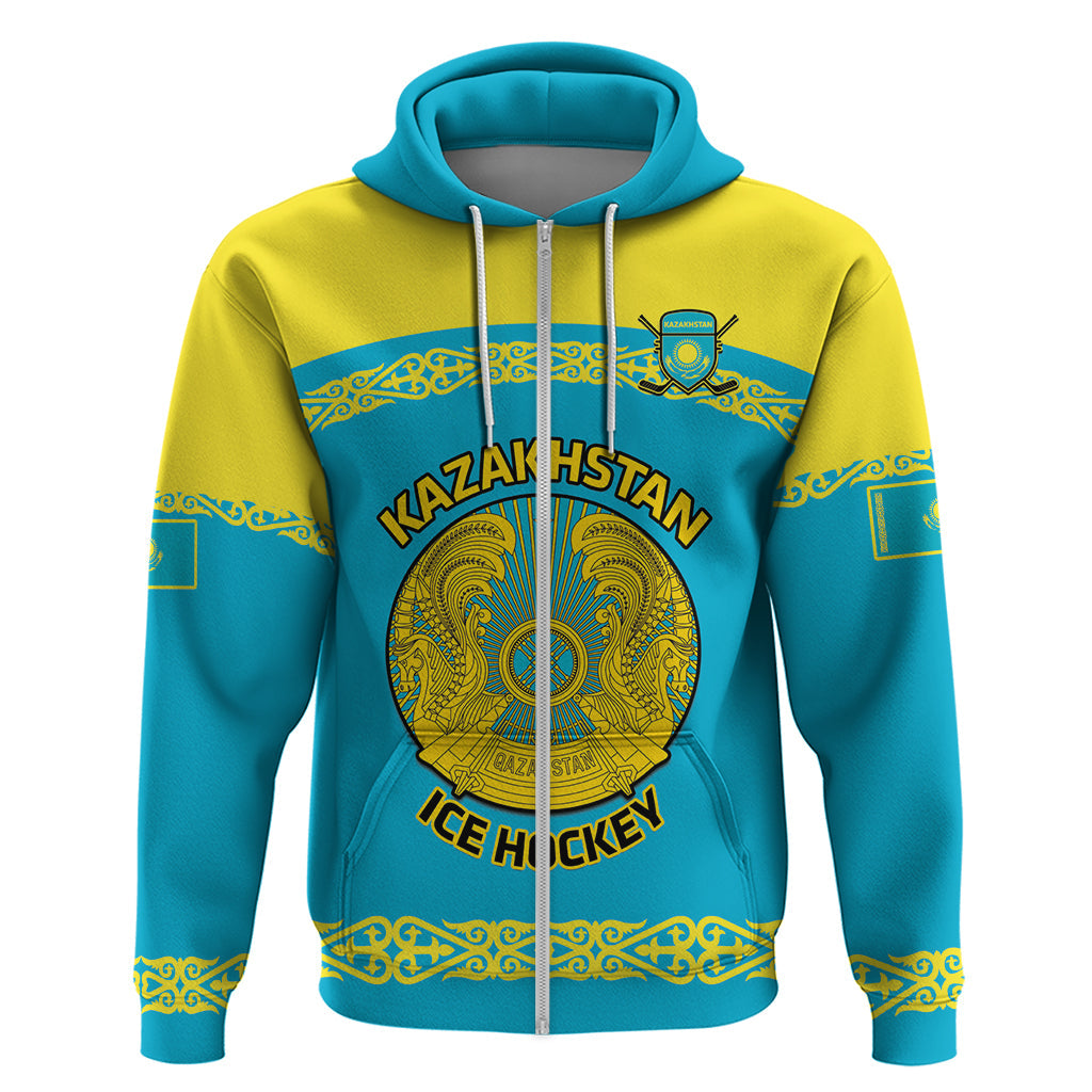 Custom Kazakhstan Hockey Hoodie 2024 Go Kazakh LT14