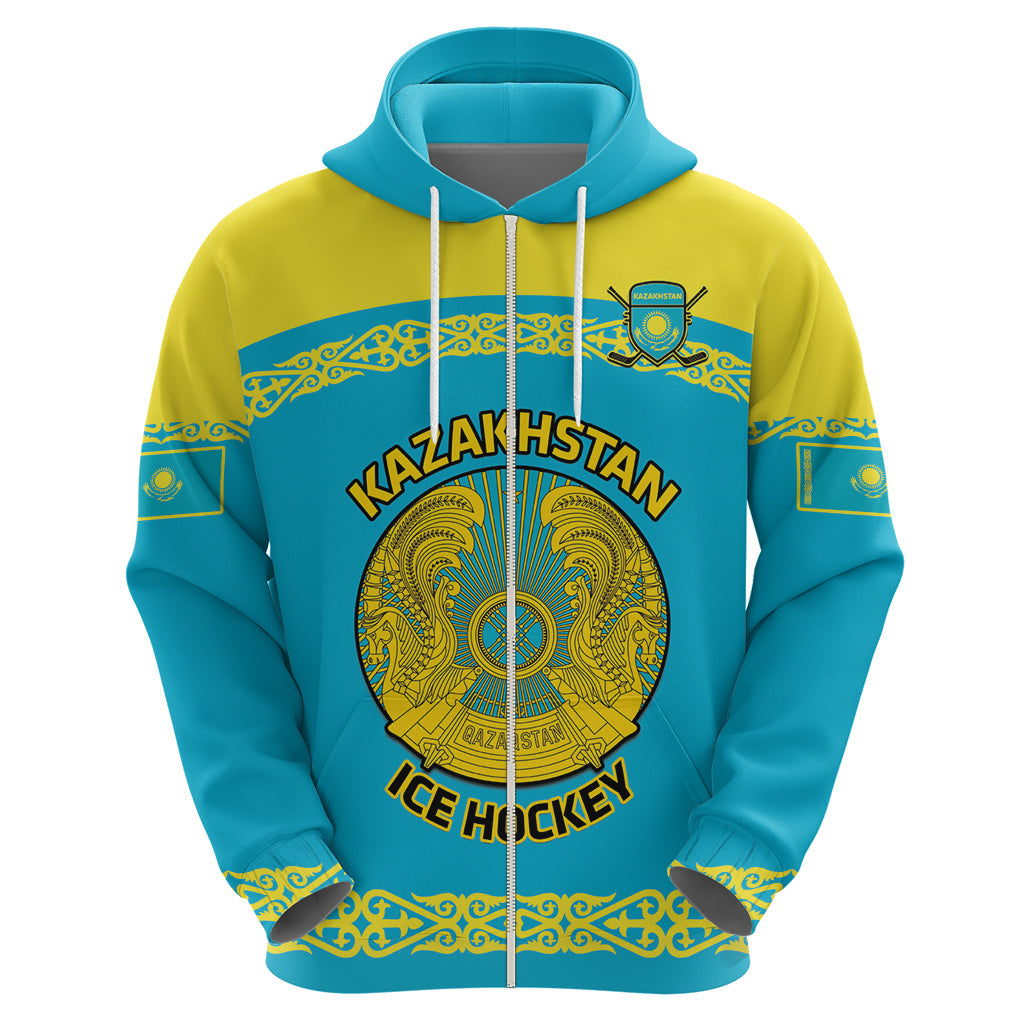 Custom Kazakhstan Hockey Hoodie 2024 Go Kazakh LT14