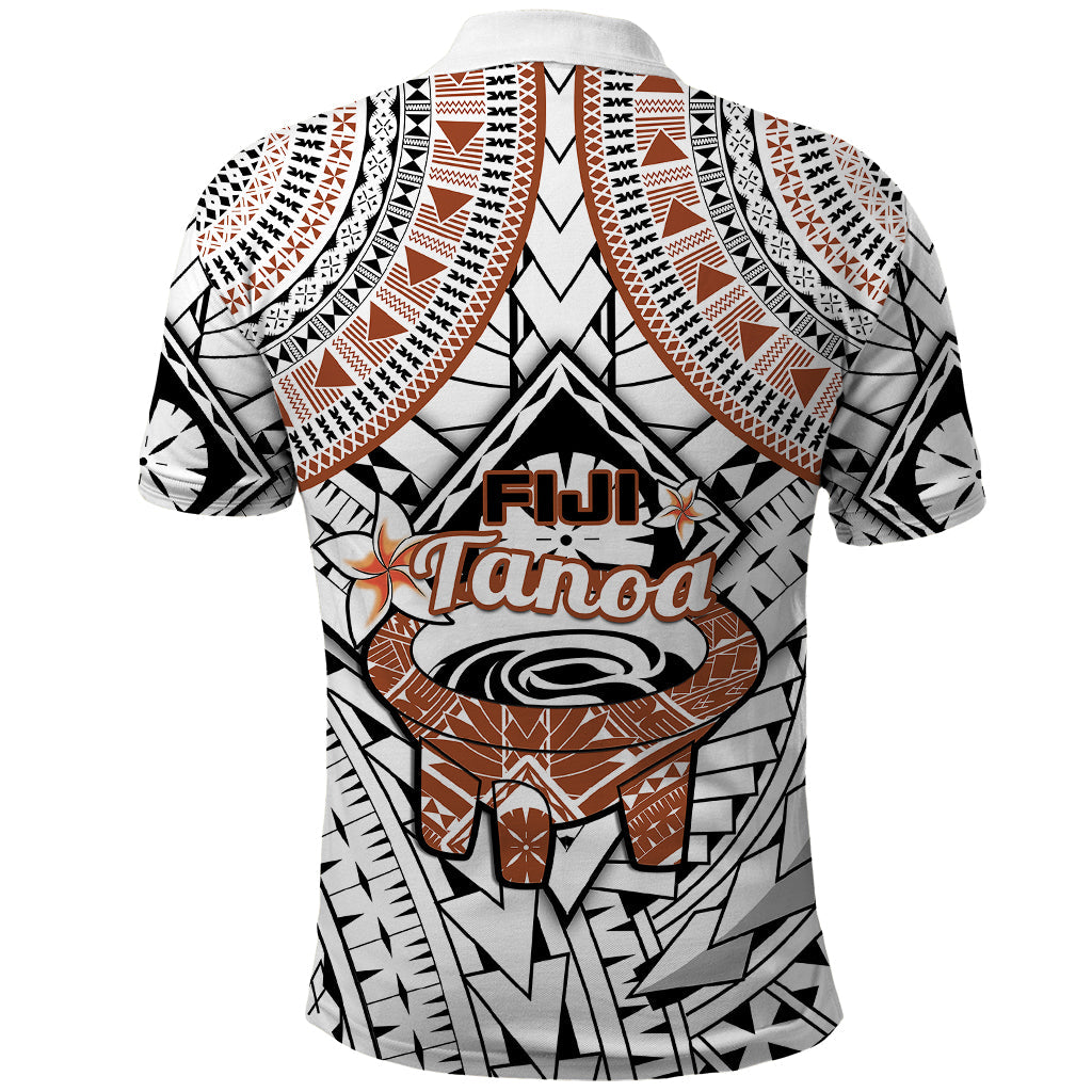 Fiji Tanoa Polo Shirt Kava Bowl Fijian Tapa Brown Pattern LT14