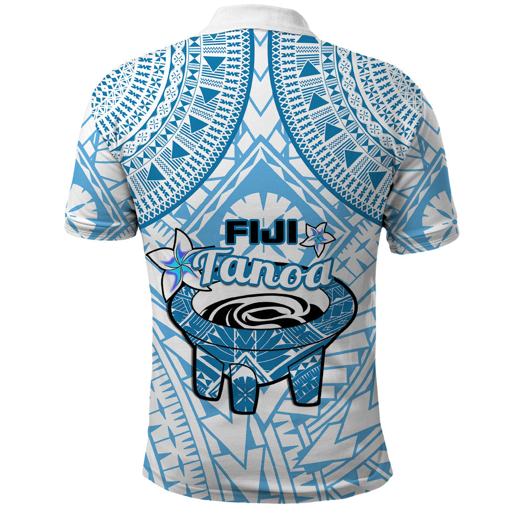 Fiji Tanoa Polo Shirt Kava Bowl Fijian Tapa Blue Pattern LT14