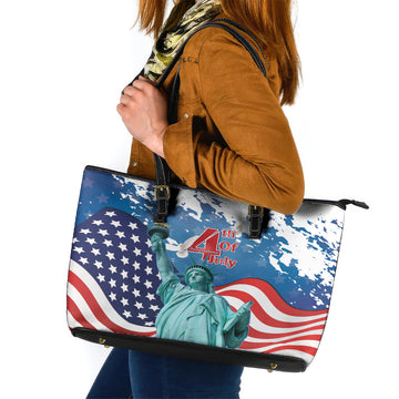 United States 4th Of July Leather Tote Bag USA Statue of Liberty Proud LT14