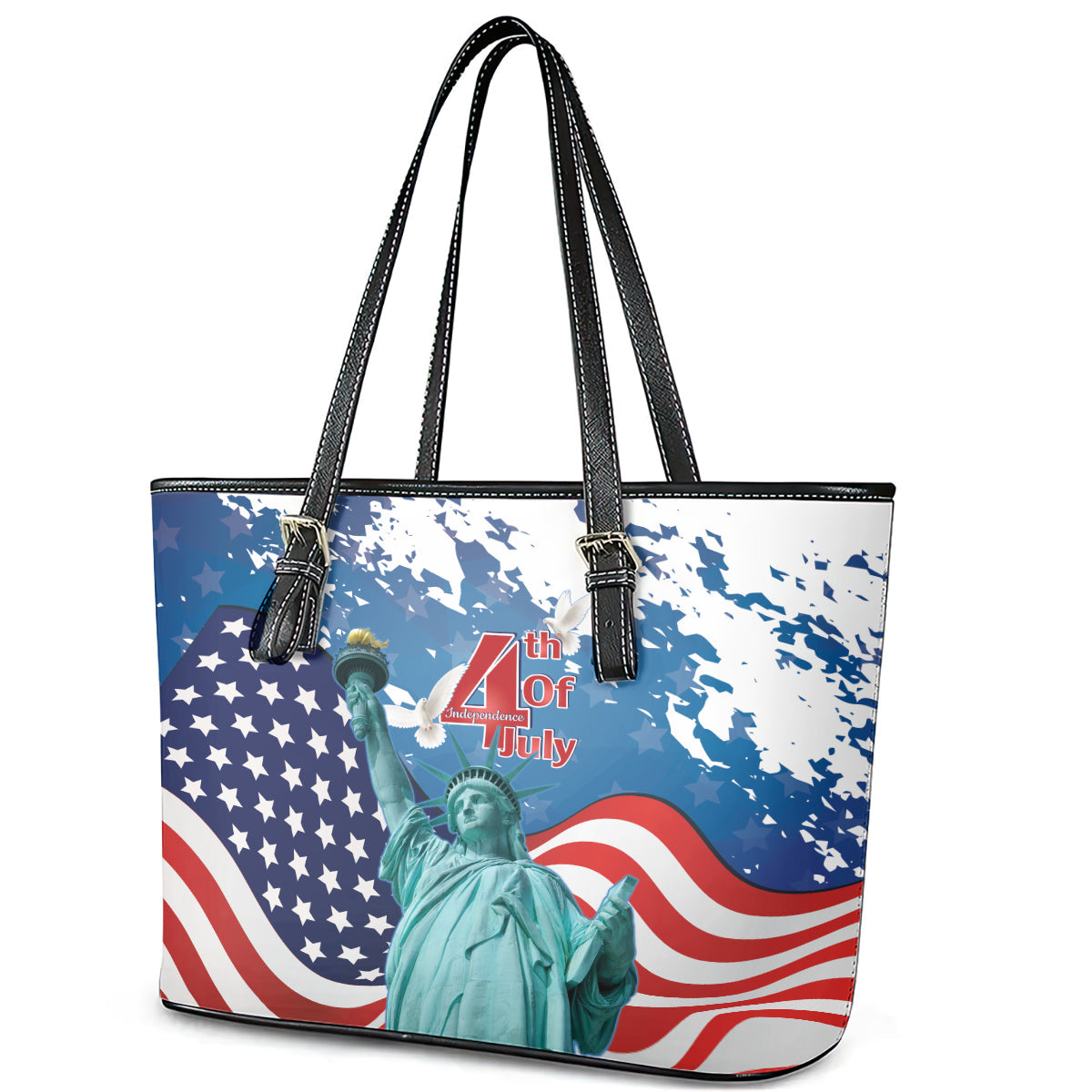 United States 4th Of July Leather Tote Bag USA Statue of Liberty Proud LT14
