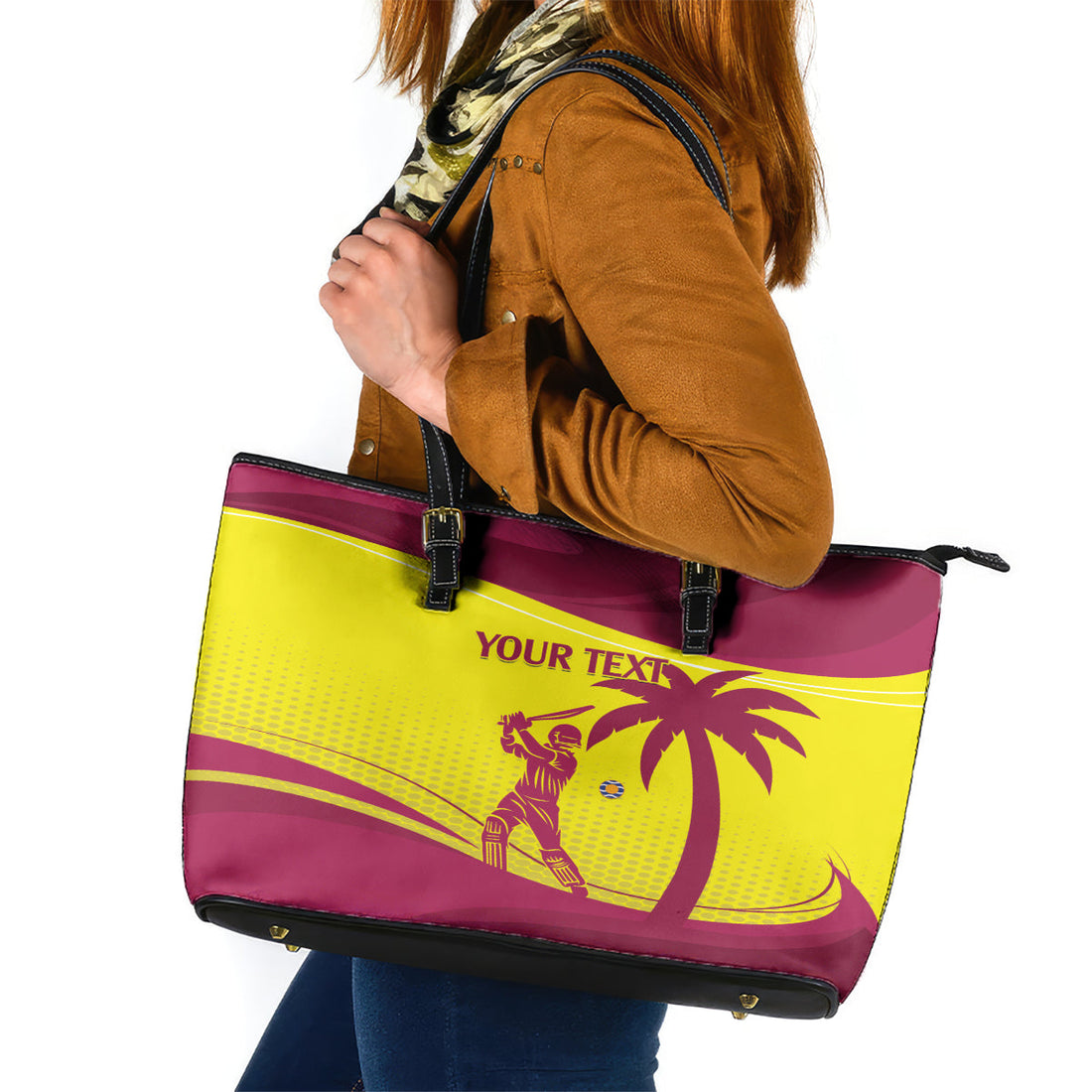 Custom West Indies Cricket Leather Tote Bag 2024 World Cup Go Windies LT14